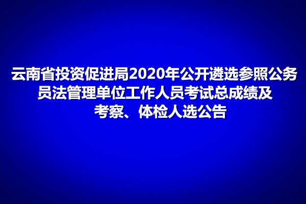 云南省投资促进局2020年公开遴选参照公务员法管理单位工作人员考试总成绩及 考察、体检人选公告