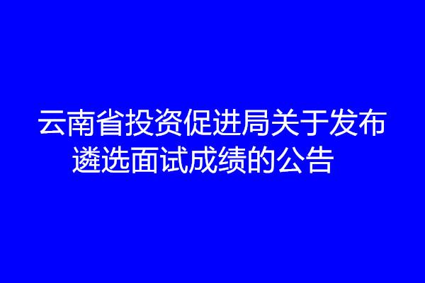 云南省投资促进局关于发布遴选面试成绩的公告